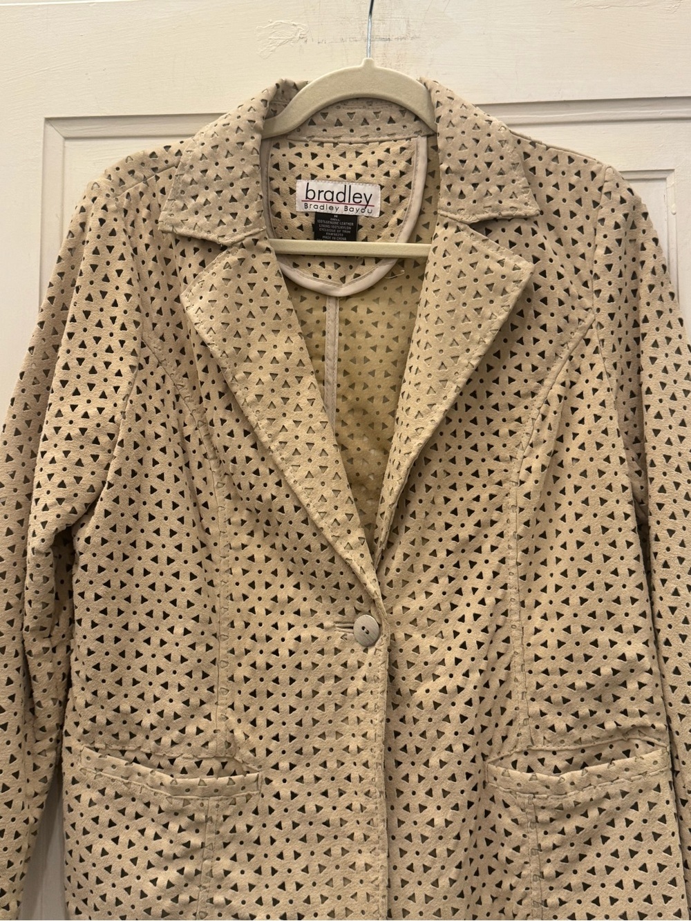 Bradley Beige Perforated Suede Blazer